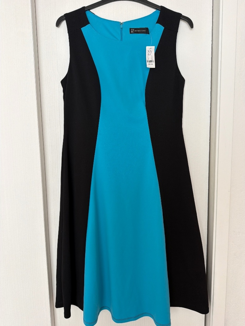 New York & Company Black & Turquoise Color Block Dress – Size M